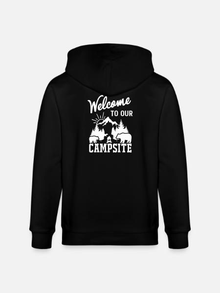 Mountain Nature Campfire Scene - Stanley/Stella CULTIVATOR  Unisex Organic Hooded Jacket - black