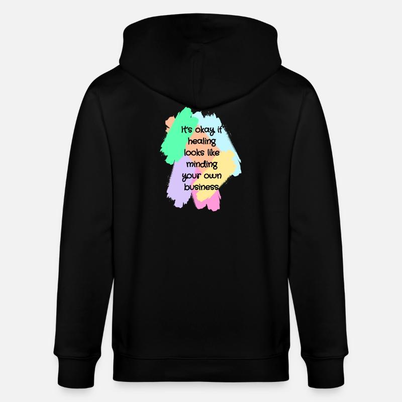 Healing Boundaries Slogan - Veste à capuche bio CULTIVATOR Stanley/Stella Unisexe - noir
