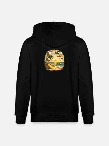 Thailand Tropical Sunset - Stanley/Stella CULTIVATOR Unisex Organic Hooded Jacket - black