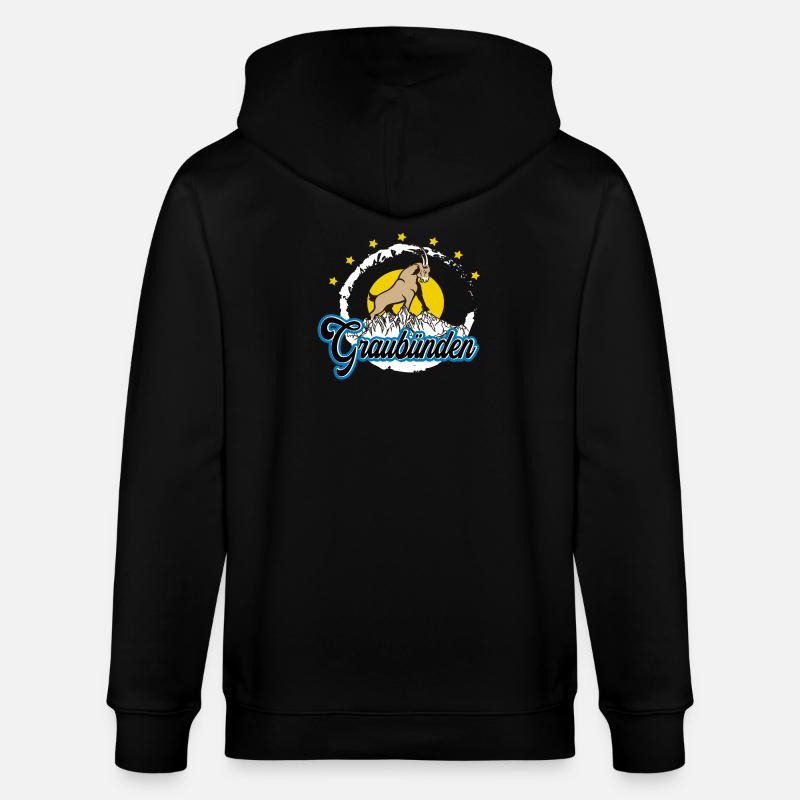 Graubünden Steinbock Summit - Stanley/Stella Unisex Bio-Kapuzenjacke CULTIVATOR  - Schwarz