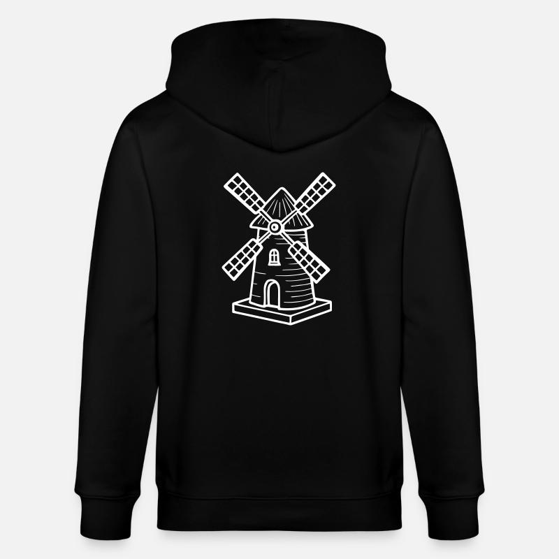 Windmühle Symbol Mühle - Stanley/Stella Unisex Bio-Kapuzenjacke CULTIVATOR  - Schwarz