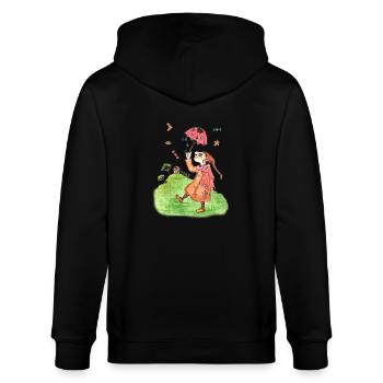 Süßigkeitenregen Masch Märchen - Stanley/Stella Unisex Bio-Kapuzenjacke CULTIVATOR  - Schwarz - Hinten - Anna (173cm)