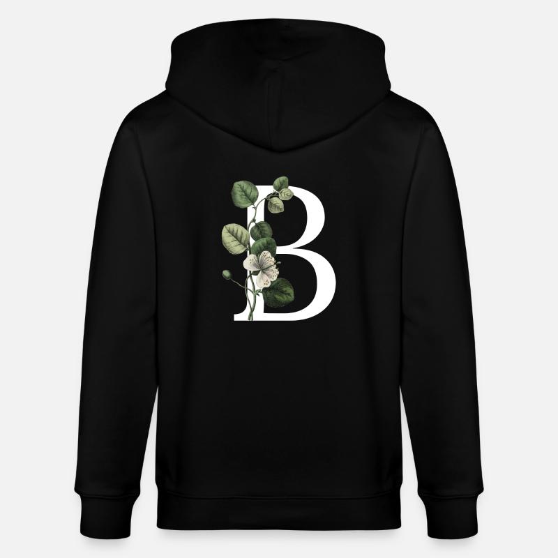 lettre b botanique vert - Veste à capuche bio CULTIVATOR Stanley/Stella Unisexe - noir