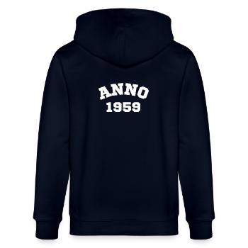 Anno 1959 Geburtstag Geburtsjahr - Stanley/Stella Unisex Bio-Kapuzenjacke CULTIVATOR  - Navy - Hinten - Anna (173cm)