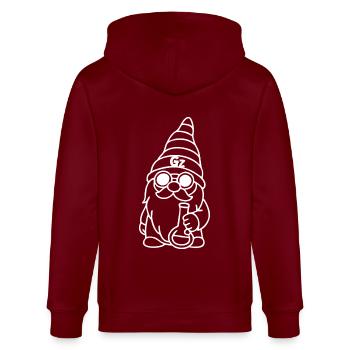 Cooler Zwerg/Wichtel mit Sonnenbrille und Bong - Stanley/Stella Unisex Bio-Kapuzenjacke CULTIVATOR  - Burgunderrot - Hinten - Anna (173cm)