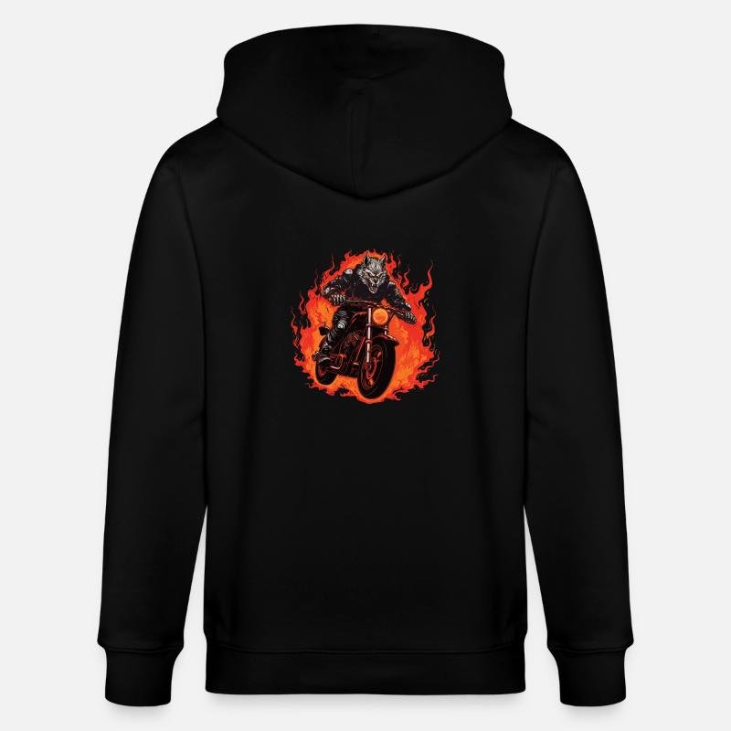 Moto Motard Wolf Flame - Veste à capuche bio CULTIVATOR Stanley/Stella Unisexe - noir