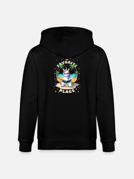 Einhorn mit Buch - Stanley/Stella Unisex Bio-Kapuzenjacke CULTIVATOR - Schwarz