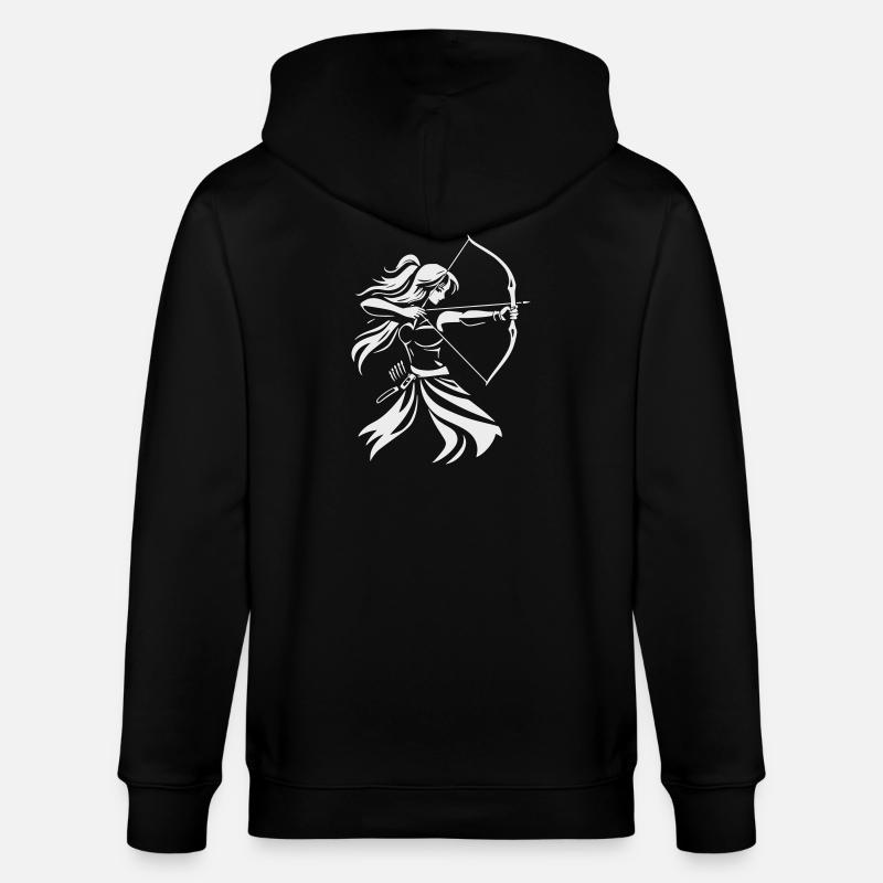 Archer Silhouette with Bow - Stanley/Stella CULTIVATOR  Unisex Organic Hooded Jacket - black