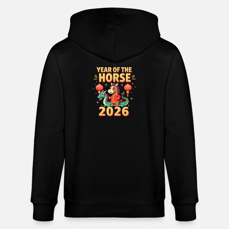 Nouvel An chinois du cheval 2026 - Veste à capuche bio CULTIVATOR Stanley/Stella Unisexe - noir