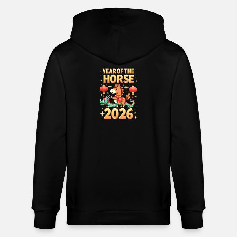 Nouvel An chinois du cheval 2026 - Veste à capuche bio CULTIVATOR Stanley/Stella Unisexe - noir