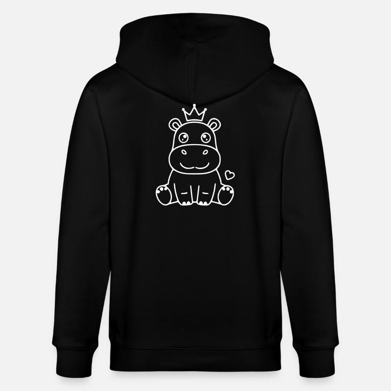 Nilpferd mit Krone Prinz Prinzessin - Stanley/Stella Unisex Bio-Kapuzenjacke CULTIVATOR  - Schwarz