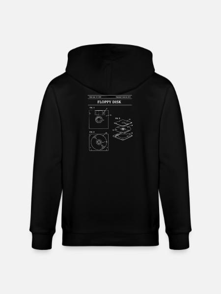 Retro Floppy Disk Blueprint - Stanley/Stella CULTIVATOR Unisex Organic Hooded Jacket - black
