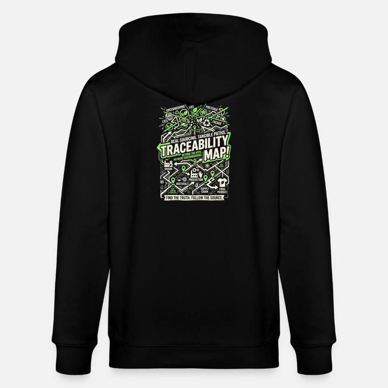 Traceability Map - Stanley/Stella Unisex Bio-Kapuzenjacke CULTIVATOR  - Schwarz