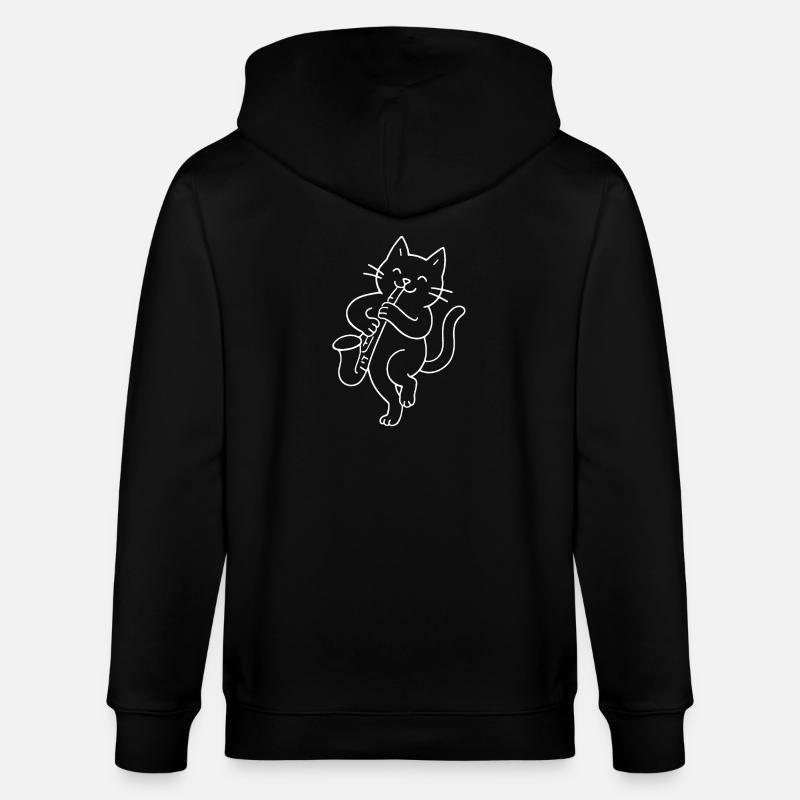 Cat joue du saxophone - Veste à capuche bio CULTIVATOR Stanley/Stella Unisexe - noir