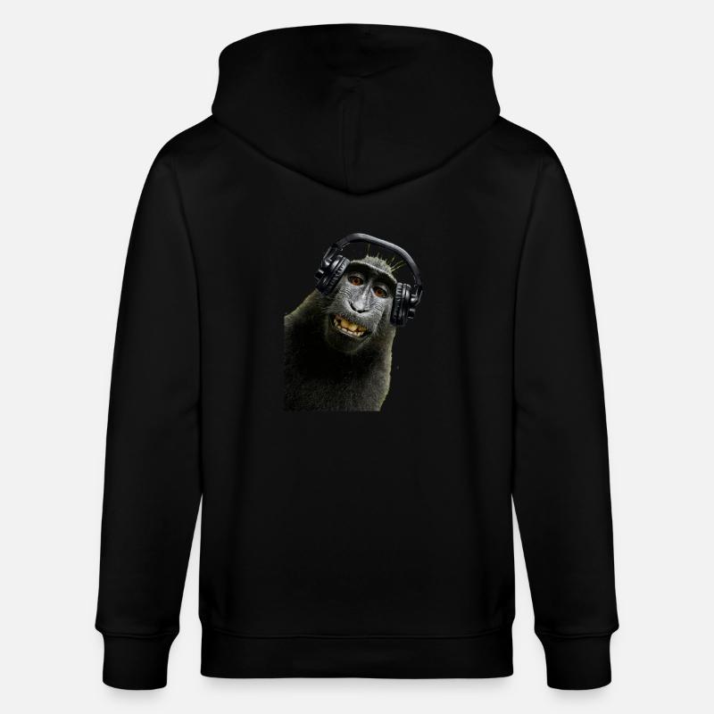 Hemd Monkey Music von Custom - Stanley/Stella Unisex Bio-Kapuzenjacke CULTIVATOR - Schwarz