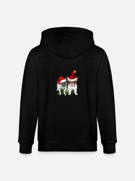French Bulldog Christmas - Stanley/Stella CULTIVATOR Unisex Organic Hooded Jacket - black