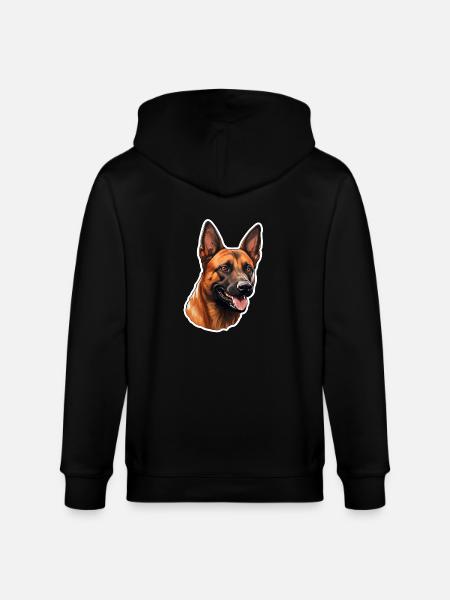 Belgian Malinois Head - Stanley/Stella CULTIVATOR  Unisex Organic Hooded Jacket - black