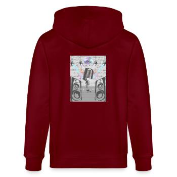 Microphone pour l’amour de la musique - Veste à capuche bio CULTIVATOR Stanley/Stella Unisexe - bordeaux - Dos - Anna (173cm)
