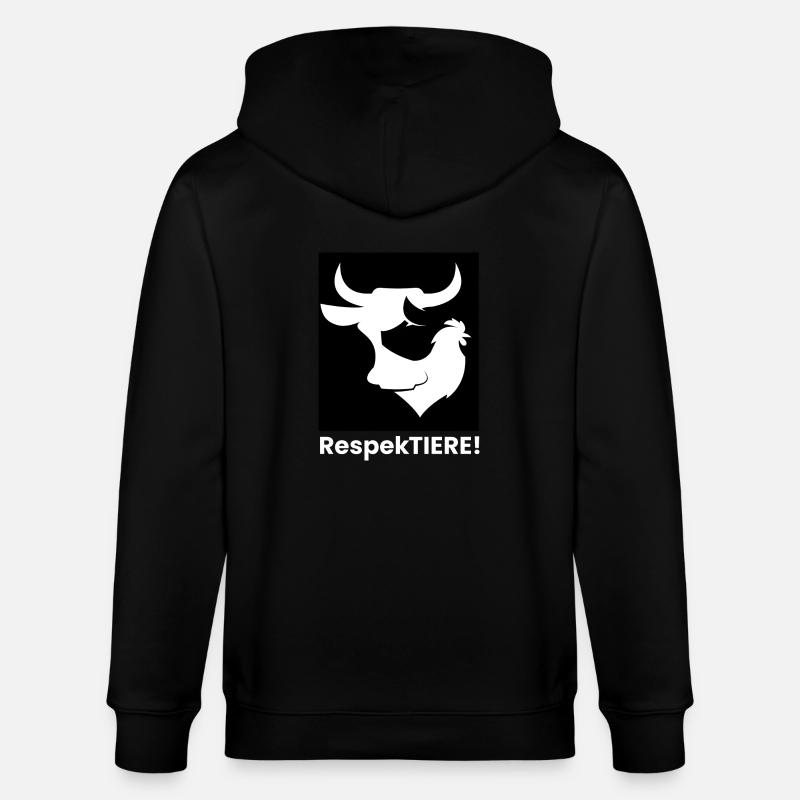 Respect des silhouettes d’animaux Bœuf, Cochon, Poulet - Veste à capuche bio CULTIVATOR Stanley/Stella Unisexe - noir