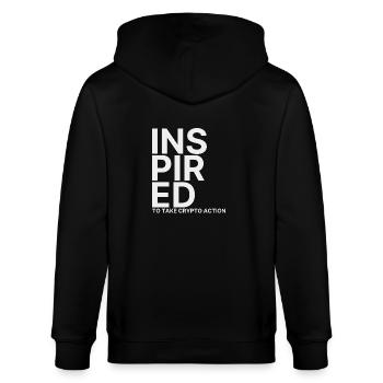 Inspired To Take Crypto Action - Stanley/Stella Unisex Bio-Kapuzenjacke CULTIVATOR  - Schwarz - Hinten - Anna (173cm)