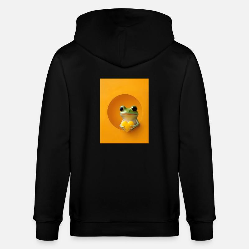Frosch Herz süß Geschenk - Stanley/Stella Unisex Bio-Kapuzenjacke CULTIVATOR  - Schwarz