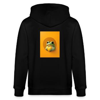 Frog Heart Cute Gift - Stanley/Stella CULTIVATOR  Unisex Organic Hooded Jacket - black - Back - Anna (173cm)