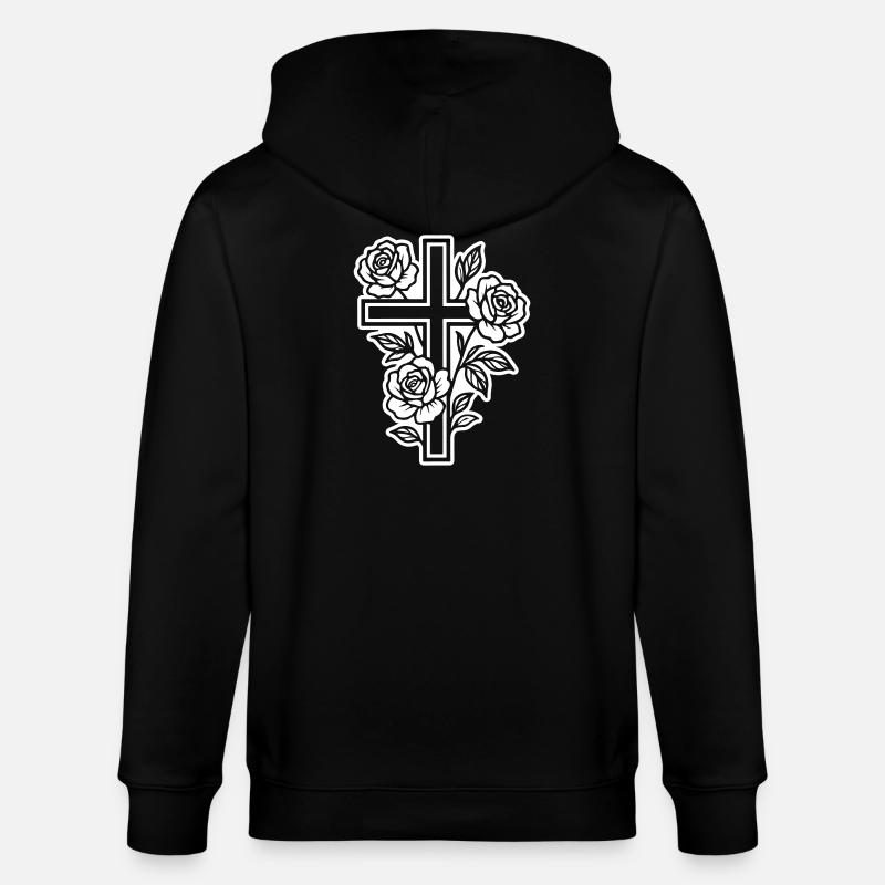 Fleurs à symbole de croix - Veste à capuche bio CULTIVATOR Stanley/Stella Unisexe - noir