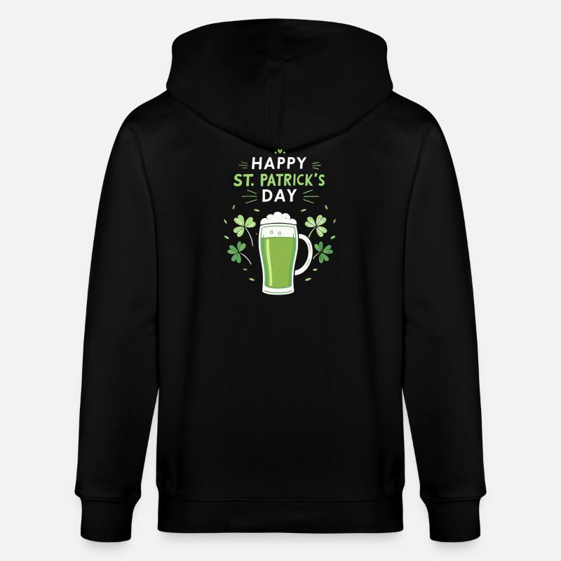 Verre vert Saint-Patrick et trèfles - Veste à capuche bio CULTIVATOR Stanley/Stella Unisexe - noir