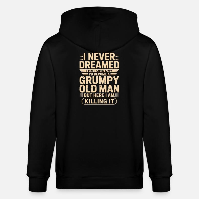 Grumpy Old Man Zitat-Tee - Stanley/Stella Unisex Bio-Kapuzenjacke CULTIVATOR  - Schwarz