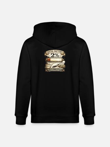Batterie Sociale 2% - Veste à capuche bio CULTIVATOR Stanley/Stella Unisexe - noir