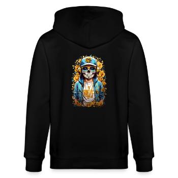 Goldene Zucker Schädel - Stanley/Stella Unisex Bio-Kapuzenjacke CULTIVATOR  - Schwarz - Hinten - Anna (173cm)