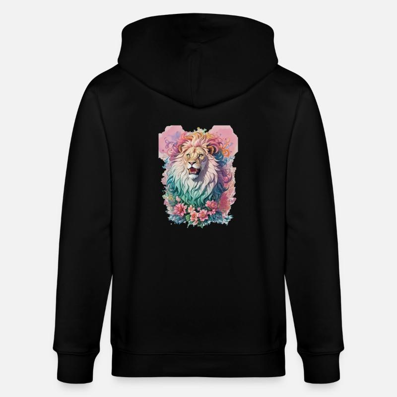 Aquarelle Lion - Veste à capuche bio CULTIVATOR Stanley/Stella Unisexe - noir