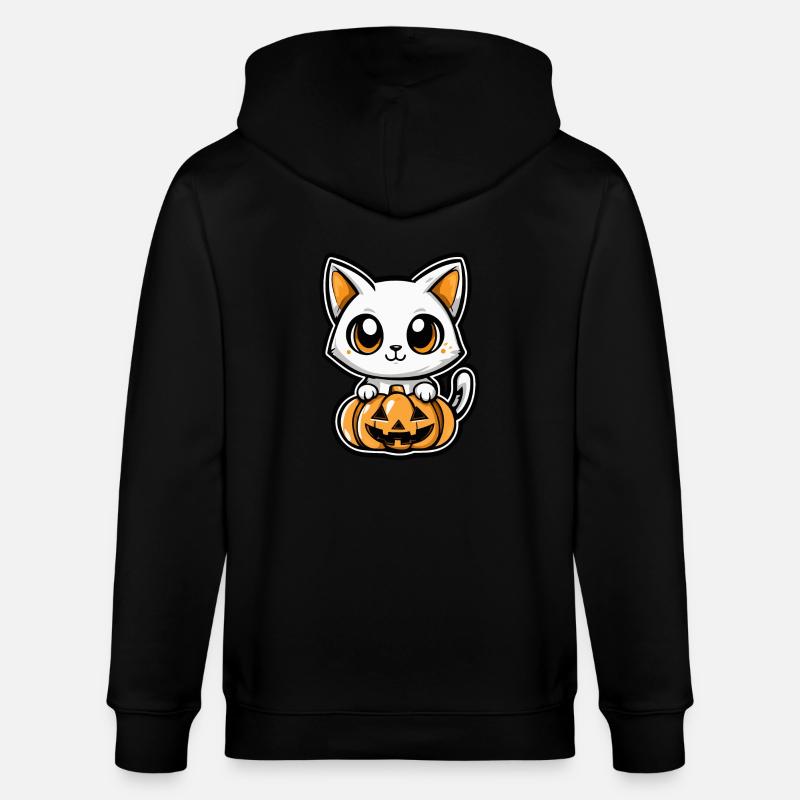 Chat Halloween Chat Bande dessinée - Veste à capuche bio CULTIVATOR Stanley/Stella Unisexe - noir