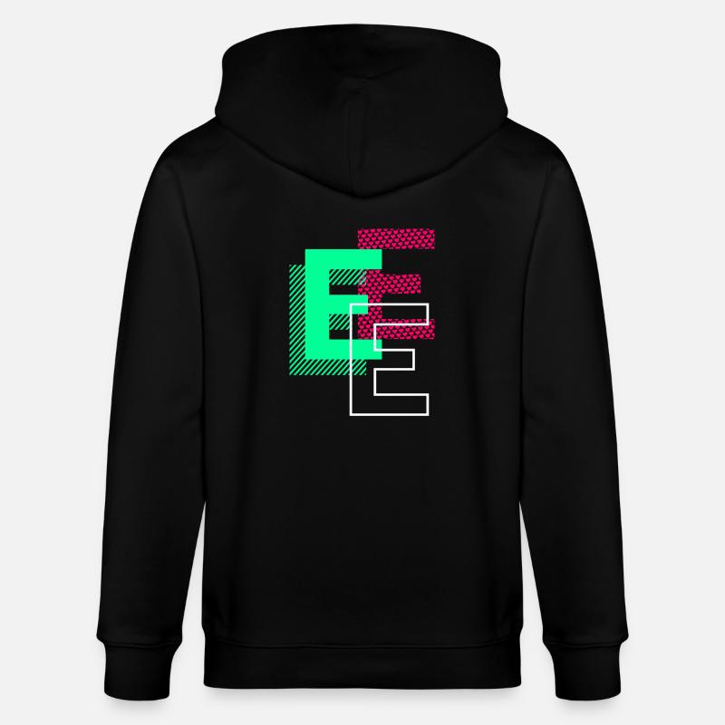 Initial Letter E Design Gift - Stanley/Stella CULTIVATOR  Unisex Organic Hooded Jacket - black