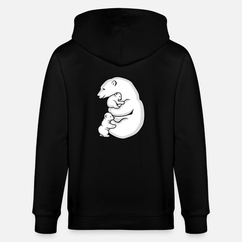 Eisbärin mit ihren beiden Babys - Stanley/Stella Unisex Bio-Kapuzenjacke CULTIVATOR  - Schwarz
