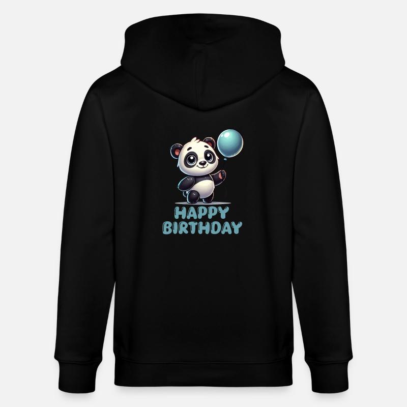 panda comic ballon birthday - Stanley/Stella Unisex Bio-Kapuzenjacke CULTIVATOR  - Schwarz