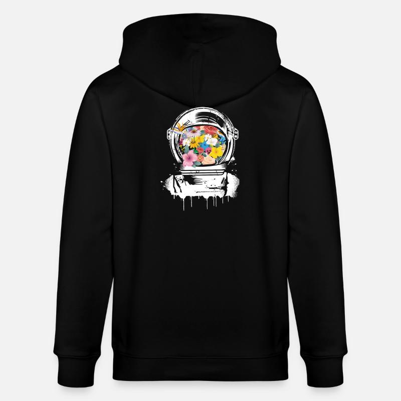 casque de l'astronaute avec des fleurs - Veste à capuche bio CULTIVATOR Stanley/Stella Unisexe - noir