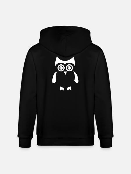white owl bird white - Stanley/Stella CULTIVATOR Unisex Organic Hooded Jacket - black
