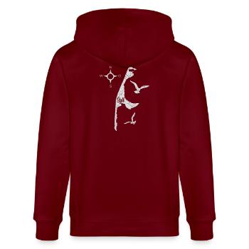 Sylt meine Insel - Stanley/Stella Unisex Bio-Kapuzenjacke CULTIVATOR  - Burgunderrot - Hinten - Anna (173cm)