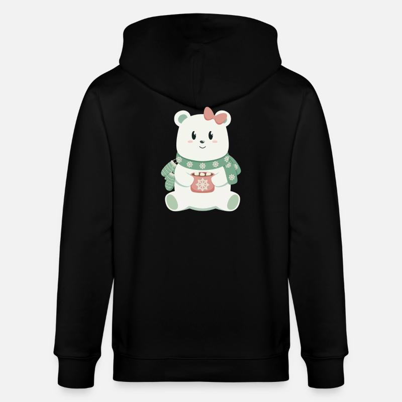 Eisbär mit Schleife - Stanley/Stella Unisex Bio-Kapuzenjacke CULTIVATOR  - Schwarz