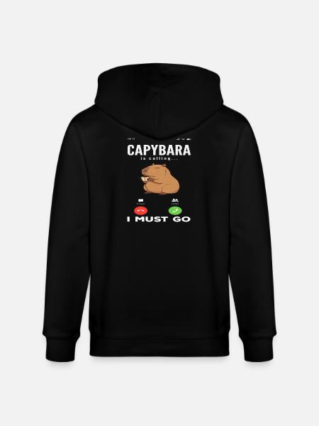 Phone Call Calling Capybaras Cute - Stanley/Stella CULTIVATOR Unisex Organic Hooded Jacket - black
