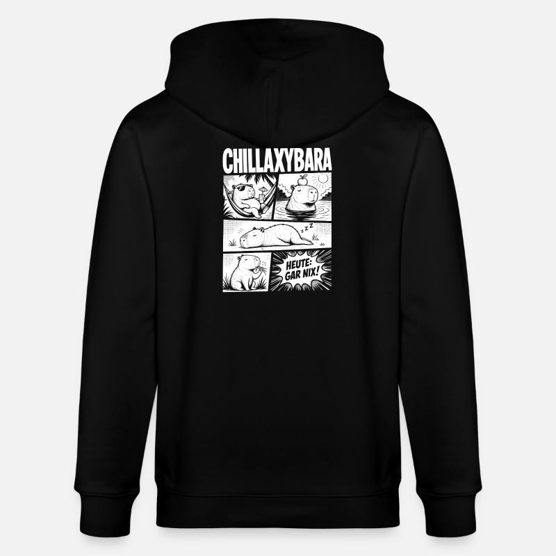 Chillax Capybara Relax Comic Design - Stanley/Stella Unisex Bio-Kapuzenjacke CULTIVATOR - Schwarz
