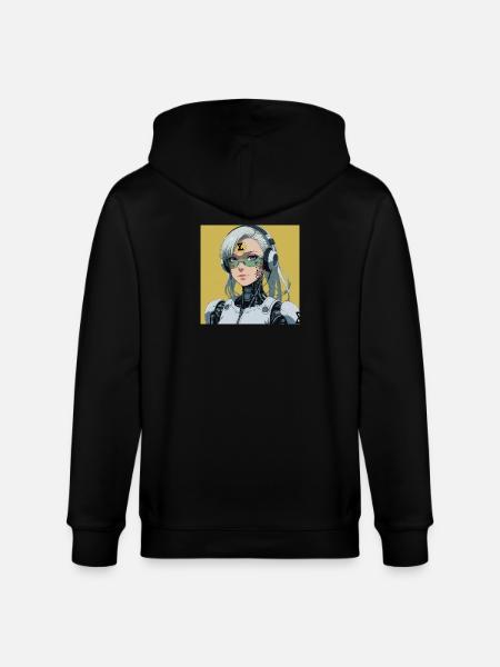 Cyborg Avatar with Headset - Stanley/Stella CULTIVATOR  Unisex Organic Hooded Jacket - black