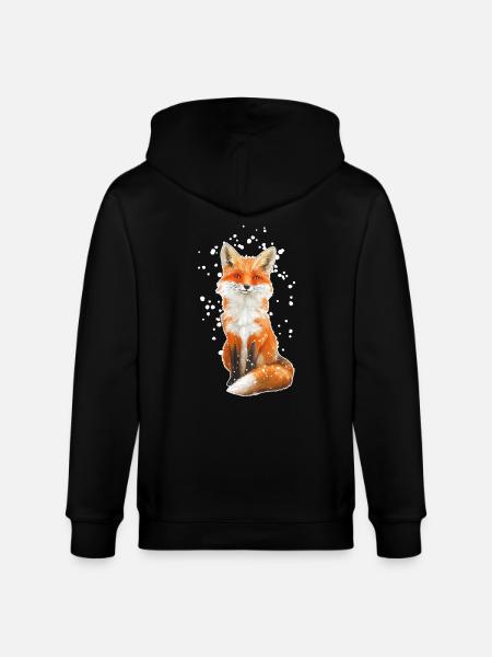 Fox with snowflakes - Stanley/Stella CULTIVATOR  Unisex Organic Hooded Jacket - black