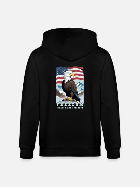 Bald eagle - Stanley/Stella CULTIVATOR  Unisex Organic Hooded Jacket - black