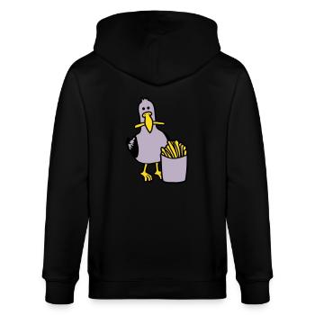 Happy seagull stolen fries - Stanley/Stella CULTIVATOR  Unisex Organic Hooded Jacket - black - Back - Anna (173cm)