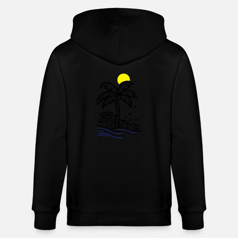Palm Tree Holidays Beach Summer - Stanley/Stella CULTIVATOR  Unisex Organic Hooded Jacket - black
