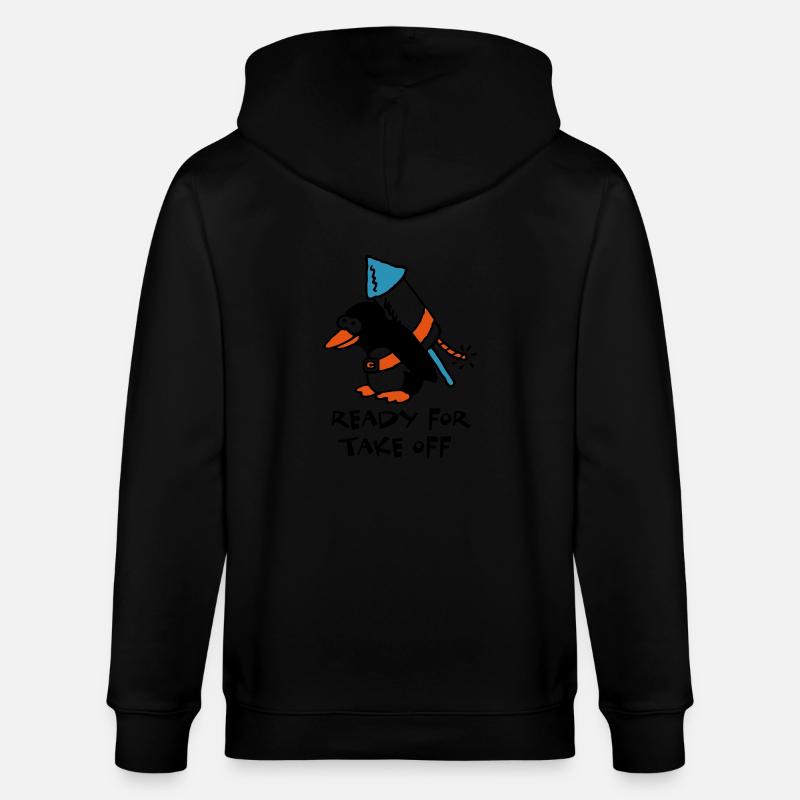 rocket_pinguin_white_c_3c - Stanley/Stella CULTIVATOR Unisex Organic Hooded Jacket - black