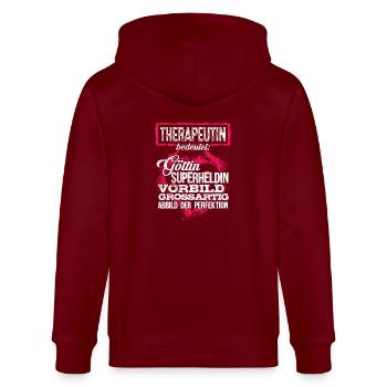 THERAPEUTIN - duden - Stanley/Stella Unisex Bio-Kapuzenjacke CULTIVATOR  - Burgunderrot - Hinten - Anna (173cm)