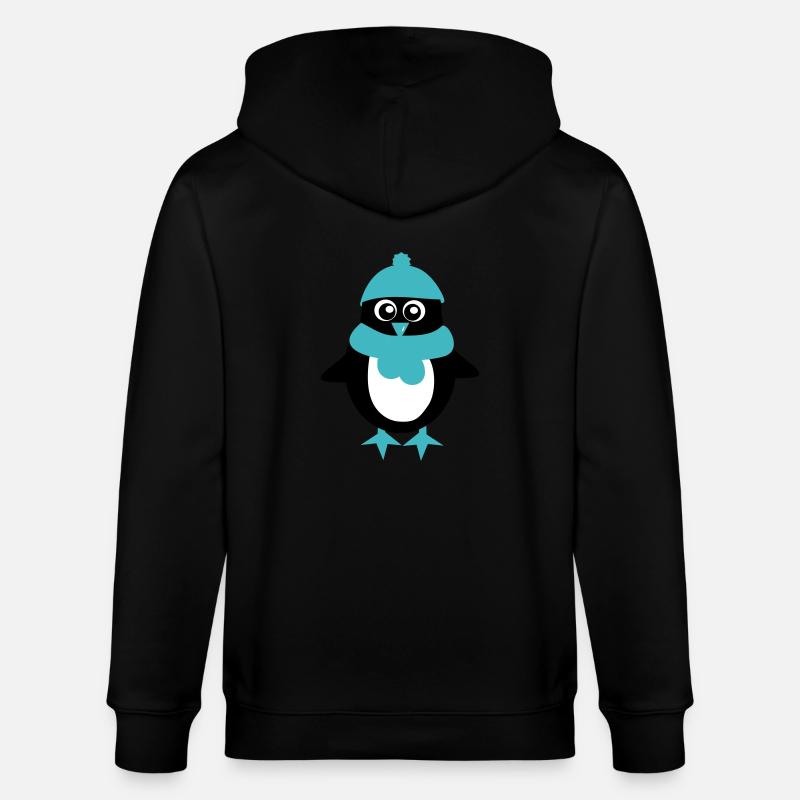 Pinguin - Winter - Weihnachten - Stanley/Stella Unisex Bio-Kapuzenjacke CULTIVATOR  - Schwarz